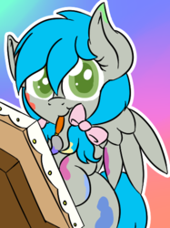 Size: 383x512 | Tagged: safe, artist:laptopbrony, oc, oc only, oc:darcy sinclair, pony, cute, looking at you, paint, solo