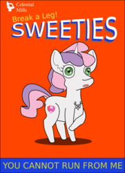 Size: 995x1374 | Tagged: safe, artist:planetkiller, sweetie belle, pony, g4, 1000 hours in ms paint, box art, cereal, chest fluff, dock, female, food, looking at you, ms paint, shrunken pupils, solo, wat