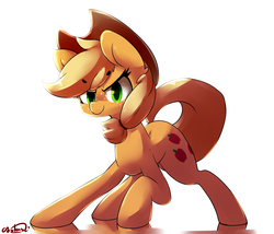 Size: 3721x3184 | Tagged: safe, artist:luxaestas, applejack, earth pony, pony, g4, cowboy hat, female, green eyes, hat, high res, looking at you, mare, simple background, smiling, solo, stetson, white background