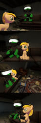 Size: 1400x4184 | Tagged: safe, artist:soad24k, oc, oc only, oc:chipper leaf, oc:green, pony, 3d, controller, cyoa, cyoa:filly adventure, female, filly, gmod, high res, mare