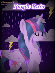 Size: 2048x2732 | Tagged: safe, artist:cinnamon-swirls, twilight sparkle, alicorn, pony, g4, eyes closed, female, high res, lightning, prince (musician), purple rain, solo, twilight sparkle (alicorn)