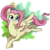 Size: 1080x1085 | Tagged: safe, artist:espeonna, fluttershy, pegasus, pony, g4, abstract background, alternate hairstyle, cute, female, flower, flower in hair, ponytail, shyabetes, smiling, solo