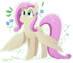 Size: 1080x935 | Tagged: safe, artist:espeonna, fluttershy, pegasus, pony, g4, cute, female, shyabetes, smiling, solo, spread wings, wings