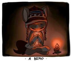 Size: 1045x900 | Tagged: safe, artist:kapusha-blr, oc, oc only, earth pony, pony, candle, hat, praying, solo