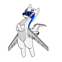 Size: 600x600 | Tagged: safe, artist:kushina13, oc, oc only, original species, plane pony, pony, boeing 727, crossed arms, plane, prone, simple background, solo, standing, sunglasses