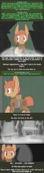 Size: 500x1965 | Tagged: safe, artist:erthilo, oc, oc only, oc:sierra scorch, pony, unicorn, fallout equestria, animated, clothes, cyoa, fallout, female, gif, long ears, stablequest, text