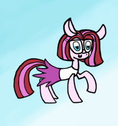 Size: 1390x1484 | Tagged: safe, artist:smannawarp, oc, oc only, earth pony, pony, the clone that got away, clone, clothes, diane, fanart, female, glasses, mare, pinkie clone, raised hoof, shirt, skirt, smiling, solo