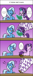 Size: 650x1485 | Tagged: safe, artist:acesrockz, starlight glimmer, trixie, pony, unicorn, g4, aaaaaaaaaa, anger magic, blatant lies, book, comic, cross-popping veins, denial, dialogue, exclamation point, eyes closed, female, levitation, magic, mare, open mouth, speech bubble, telekinesis, yelling