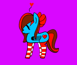 Size: 637x534 | Tagged: safe, artist:lucidheart, oc, oc only, oc:lucid heart, pegasus, pony, clothes, heart, pink background, simple background, smiling, socks, striped socks