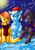 Size: 2120x3000 | Tagged: safe, artist:fkk, oc, oc only, oc:dawn sentry, oc:firetale, bat pony, pegasus, pony, bat pony oc, christmas, clothes, commission, female, hat, high res, holiday, mare, santa hat, scarf, snow, snowman, ych result