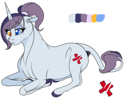Size: 900x720 | Tagged: safe, artist:bijutsuyoukai, oc, oc only, oc:triage, pony, unicorn, female, heterochromia, magical lesbian spawn, mare, offspring, parent:moonlight raven, parent:nurse redheart, parents:moonlightheart, prone, reference sheet, simple background, solo, transparent background