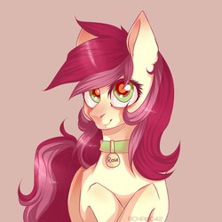 Size: 1500x1500 | Tagged: safe, artist:bchano42, roseluck, pony, g4, collar, commissioner:doom9454, cute, female, lying, pony pet, rosepet, solo