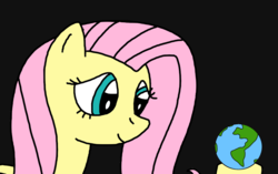 Size: 1280x802 | Tagged: safe, artist:marcospower1996, artist:mega-shonen-one-64, fluttershy, pegasus, pony, g4, earth, female, giantess, heaven, macro, mare, peace, peaceful, pony bigger than a planet, smiling, solo, space, tangible heavenly object