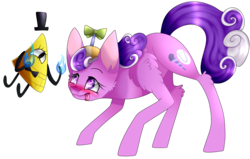 Size: 1751x1116 | Tagged: safe, artist:alithecat1989, screwball, pony, g4, bill cipher, blushing, simple background, tongue out, transparent background