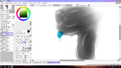 Size: 1360x768 | Tagged: safe, artist:lexi4, goo pony, original species, pony, paint tool sai, sketch, solo, tongue out, trying too hard, wip