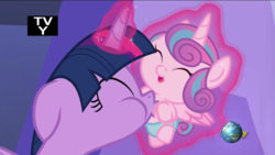 Size: 1920x1080 | Tagged: safe, screencap, princess flurry heart, twilight sparkle, alicorn, pony, a flurry of emotions, g4, aunt and niece, baby, cute, diaper, eyes closed, flurrybetes, giggling, magic, raspberry, telekinesis, tickling, tongue out, tummy buzz, twiabetes, twilight is bae, twilight sparkle (alicorn), twilight's castle