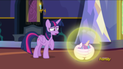 Size: 1920x1080 | Tagged: safe, screencap, princess flurry heart, twilight sparkle, alicorn, pony, a flurry of emotions, g4, magic, magic bubble, sphere, twilight sparkle (alicorn), twilight's castle, wing hands