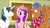 Size: 1920x1080 | Tagged: safe, screencap, princess cadance, shining armor, spearhead, alicorn, pegasus, pony, unicorn, a flurry of emotions, g4, my little pony: friendship is magic, clothes, female, male, mare, scarf, spread wings, stallion, trio, wings