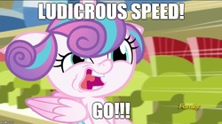 Size: 888x499 | Tagged: safe, edit, edited screencap, screencap, princess flurry heart, pony, a flurry of emotions, g4, season 7, discovery family logo, female, ludicrous speed, quote, solo, spaceballs the tag