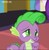 Size: 470x480 | Tagged: safe, screencap, rarity, rarity (g3), spike, dragon, celestial advice, g4, alternate hairstyle, cropped, male, needs more jpeg, smiling, solo, voice actor joke