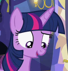 Size: 523x545 | Tagged: safe, screencap, twilight sparkle, alicorn, pony, a flurry of emotions, g4, animated, female, gif, one eye closed, twilight sparkle (alicorn), twilight's castle, wink