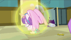 Size: 847x478 | Tagged: safe, screencap, princess flurry heart, twilight sparkle, alicorn, pony, a flurry of emotions, g4, animated, baby, cloth diaper, crying, diaper, discovery family logo, female, gif, magic bubble, ponyville hospital, safety pin, scared, twilight sparkle (alicorn)