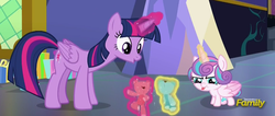 Size: 747x317 | Tagged: safe, screencap, princess flurry heart, twilight sparkle, alicorn, pony, a flurry of emotions, g4, cute, discovery family logo, tongue out, twilight sparkle (alicorn), twilight's castle