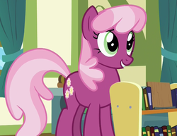Size: 606x468 | Tagged: safe, screencap, cheerilee, earth pony, pony, a flurry of emotions, g4, book, bookshelf, female, solo
