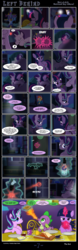 Size: 2104x6704 | Tagged: safe, artist:dsana, spike, starlight glimmer, sunburst, twilight sparkle, alicorn, dragon, pony, unicorn, comic:left behind, g4, baby, baby dragon, blanket, bottle, bread, butt, butter, coffee, comic, crying, cute, cutie mark, female, fire, fire breath, food, framed picture, glimmerbetes, high res, hug, implied starburst, magic, male, mama twilight, mare, mother and child, mother and son, picture frame, prone, sleeping, spikabetes, spikelove, starlight's room, teleportation, toast, twiabetes, twibutt, twilight sparkle (alicorn), twilight's castle