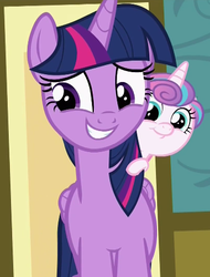Size: 361x476 | Tagged: safe, screencap, princess flurry heart, twilight sparkle, alicorn, pony, a flurry of emotions, g4, cute, flurry heart riding twilight, ponies riding ponies, ponyville hospital, riding, twiabetes, twilight sparkle (alicorn)
