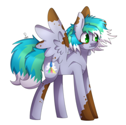 Size: 1797x1793 | Tagged: safe, artist:soundwavepie, oc, oc only, oc:cirrus fever, pegasus, pony, art trade, cute, green eyes, looking at something, male, markings, profile, solo, spots, spread wings, standing, wings