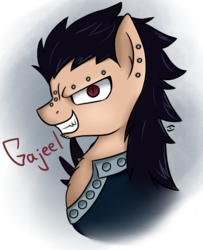 Size: 982x1207 | Tagged: safe, artist:stormer, earth pony, pony, anime, clothes, fairy tail, gajeel redfox, piercing, ponified, simple background