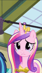 Size: 244x428 | Tagged: safe, screencap, princess cadance, shining armor, pony, a flurry of emotions, g4, animated, cropped, crown, crying, discovery family logo, gif, jewelry, princess sadance, regalia, sad, whining
