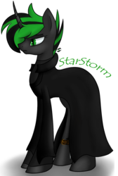 Size: 805x1195 | Tagged: safe, artist:stormer, oc, oc only, oc:starstorm, pony, unicorn, clothes, curved horn, horn, knife