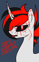 Size: 329x515 | Tagged: safe, artist:stormer, oc, oc only, oc:starstorm, pony, unicorn, black sclera, curved horn, homestuck, horn, simple background