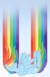 Size: 1251x1920 | Tagged: safe, artist:stormer, rainbow dash, pegasus, pony, g4, falling, female, gradient background, rainbow trail, solo, unconscious