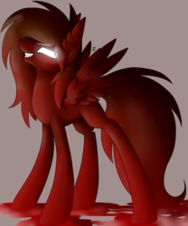 Size: 1280x1542 | Tagged: safe, artist:stormer, oc, oc only, pegasus, pony, blood, glowing eyes, gray background, race swap, simple background, spread wings, wings
