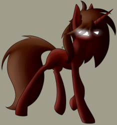 Size: 1280x1367 | Tagged: safe, artist:stormer, oc, oc only, pony, unicorn, blank flank, glowing eyes, gray background, race swap, simple background