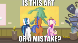 Size: 1563x878 | Tagged: safe, edit, edited screencap, screencap, princess cadance, shining armor, spearhead, alicorn, pegasus, pony, unicorn, a flurry of emotions, g4, a thousand nights in a hallway, art or a mistake, artist unknown (spongebob episode), bold and brash, female, male, meme, spongebob squarepants