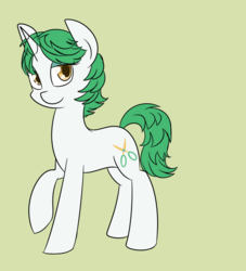Size: 787x865 | Tagged: safe, artist:espeonna, oc, oc only, pony, unicorn, green background, simple background, solo