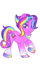 Size: 800x1280 | Tagged: safe, artist:shootingstarsentry, oc, oc only, oc:glittersweet, pony, unicorn, gradient hooves, hair over one eye, heart eyes, rainbow hair, simple background, solo, transparent background, wingding eyes