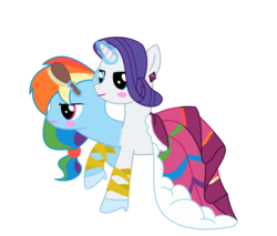 Size: 2000x1700 | Tagged: safe, artist:mlpconjoinment, rainbow dash, rarity, pony, g4, brush, conjoined, female, fusion, multiple heads, ship:raridash, simple background, transparent background, two heads, wtf