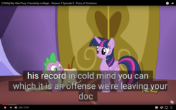 Size: 1920x1200 | Tagged: safe, screencap, spike, twilight sparkle, alicorn, dragon, pony, a flurry of emotions, g4, discovery family logo, meme, twilight sparkle (alicorn), youtube, youtube caption