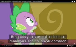 Size: 1920x1200 | Tagged: safe, screencap, spike, dragon, a flurry of emotions, g4, my little pony: friendship is magic, meme, youtube caption