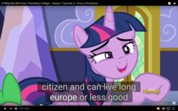 Size: 1920x1200 | Tagged: safe, screencap, spike, twilight sparkle, alicorn, dragon, pony, a flurry of emotions, g4, my little pony: friendship is magic, discovery family logo, meme, twilight sparkle (alicorn), youtube, youtube caption