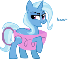 Size: 1024x836 | Tagged: dead source, safe, artist:wubcakeva, trixie, pony, unicorn, all bottled up, g4, cup, female, grin, irony, mare, raised hoof, simple background, smiling, smirk, solo, teacup, that pony sure does love teacups, transparent background, trixie teacup