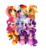 Size: 1024x1115 | Tagged: safe, artist:starshame, applejack, fluttershy, pinkie pie, rainbow dash, rarity, starlight glimmer, sunset shimmer, trixie, twilight sparkle, alicorn, earth pony, pegasus, pony, unicorn, g4, blushing, cute, eye clipping through hair, female, group, mane six, mare, simple background, transparent background, twilight sparkle (alicorn)