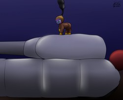 Size: 1280x1040 | Tagged: safe, artist:the-furry-railfan, oc, oc only, oc:crash dive, pony, diving suit, hose bulges, maus, sequence, story included, talking to herself, tank (vehicle), underwater