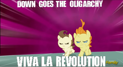 Size: 804x442 | Tagged: safe, edit, edited screencap, screencap, pound cake, pumpkin cake, pony, a flurry of emotions, g4, angry, baby, discovery family logo, foal, meme, revolt, revolution