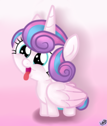 Size: 1700x2000 | Tagged: safe, artist:liniitadash23, princess flurry heart, alicorn, pony, a flurry of emotions, g4, baby, baby pony, behaving like a dog, cute, female, flurrybetes, show accurate, smiling, solo, tongue out